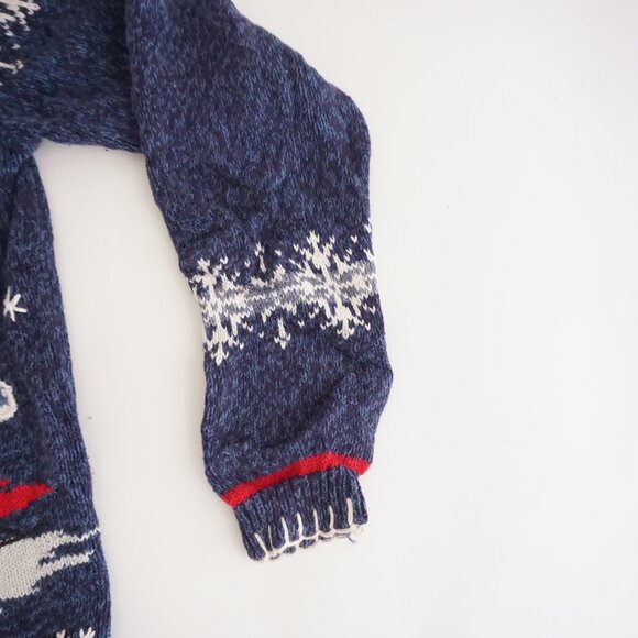 Vintage Heirloom Collectibles Navy Snowflake Cardigan Festive Ugly Christmas S - Picture 4 of 10